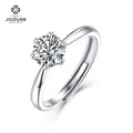Classic six-prong 925 sterling silver adjustable ring with a brilliant round moissanite - Classic Six-Prong Style