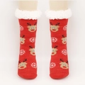 Chaussettes de Noël rouges avec motif renne et doublure en polaire sherpa blanche - Taille unique / Tête de Renne Flocon