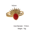 Detailansicht eines böhmischen Goldrings mit rotem Stein, Maßen und Gewichtsangaben - Rot