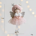 Bambola angelo di Natale rosa in peluche con ali d'argento e gonna in tulle 15cm - Rosa Chiaro