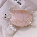 Detail of a pink sea turtle hair claw clip with golden veins and white textured limbs - Large Size(11*7.8cm) / Pink