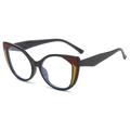 Cat-Eye Blaulichtfilter Brille in Schwarz mit roten und gelben Details am Rahmen - Schwarz Rot Gelb Rahmen