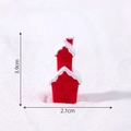 Miniature red Christmas cabin resin ornament with snow roof, height 3.9cm width 2.1cm - Two-Story Christmas Red House
