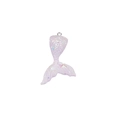 Detailed close-up of a purple resin mermaid tail charm with shiny iridescent sequins - Iridescent Purple Sequin Style (Color No. 13)