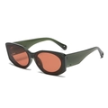 Retro rectangle sunglasses with olive green transparent frames and orange lenses - Transparent Green Frame Tea Lens