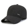 Dark grey men's winter baseball cap with thick fleece lining and metal CHINA lettering - CHINA Label Grey