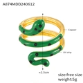 Snake wrap ring with green enamel and gold plating in adjustable spiral design - One Size/Open / Gold Dark Green