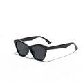 Occhiali da sole neri cat-eye con montatura geometrica spessa e lenti grigie - Nero Lucido