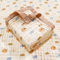 Soft 6-layer cotton gauze baby blanket with orange cat and small fish pattern - 4-Layer 110*110cm / Wide Edge-Cat & Small Fish