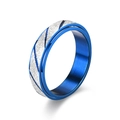 Detail of silver frosted band with diagonal grooves and blue plated steel interior - US 12 / Blue