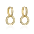 Elegant 18K gold plated hoop earrings with micro-paved sparkling zircon circular pendants - Gold