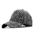 Gorra de béisbol de moda con estampado de leopardo oscuro y visera de cuero sintético - Leopardo Gris