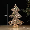 Champagne lit Christmas tree tabletop decor with warm LED lights and pearl accents - Champagne Iron Christmas Tree Large