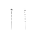 Elegant s925 silver long tassel earrings with ball stud and minimalist chain design - Round Bead Style