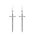 Gothic punk alloy cross sword earrings in antique silver finish for women - Antique Silver Sword Style (02)