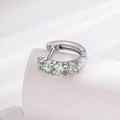 Silver hinged earrings with light green zircon stones on a white textured stand - Mint Green (Single Piece)