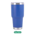 30oz blue stainless steel insulated car tumbler with matte finish and clear lid - 30oz / Powder Coated Blue