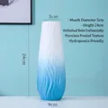 Modern white and blue gradient ceramic vase with vertical wave texture for home decor - Large Lingyun - Gradient Blue