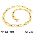 Collar de cadena con eslabones H de acero de titanio dorado con cierre OT, 450x7mm - Collar de Cadena de Ancla de Nariz de Cerdo de 45cm (KN225207-Z) / Dorado