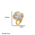 Vergulde ring met vierkante edelsteen en halo-kristallen maat 18x26.9mm - 8977 Ingelegde Vierkante Ring Goud