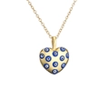 Collier doré avec pendentif en forme de cœur et motif œil bleu sur une chaîne en O - Forme de Cœur Œil du Mal (CB00274)