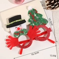 Christmas party glasses with snowman and green tree decor on red glitter frames - Santa Claus