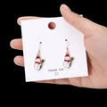 Christmas snowman drop earrings with white enamel and festive red scarf details - Snowman Style 3