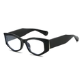 Fashionable black thick-frame cat-eye sunglasses with luxury CD metal hinges - Black Frame