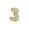 Gold plated number 3 pendant with clear zircon inlay for DIY jewelry making - Number 3 / Gold