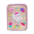 Lila Sweet Bunny iPad-Tasche mit transparentem PVC-Fenster und Mesh-Aufbewahrung - Langohrhasenform / Lila