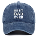Casquette en coton délavé bleu marine avec broderie Best Dad Ever style vintage - Réglable / Bleu marine