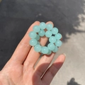 Exquisite handcrafted ring featuring light blue-green round beads with a gemstone texture - S071 - [10mm Small Ice Blue] Glass #sz560
