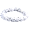 Minimalist white howlite crystal beaded bracelet with natural grey marble textures - Natural White Turquoise / 6mm