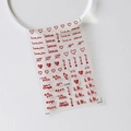 Minimalist red heart and love quote nail art stickers, style S-075F on clear film - Red Heart & English Text (S-075F)