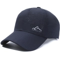 Dunkelblaue atmungsaktive Baseballkappe mit Laser-Löchern und Berg-Logo-Aufdruck - Marineblau