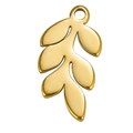 Polished gold stainless steel leaf charm pendant with ring for DIY jewelry making - Gold Leaf