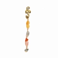 Golden snake ear cuff with hanging colorful natural stone beads on a white background - Orange Short