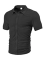 Detail van een poloshirt voor heren met borstzak en getextureerd jacquard-stofpatroon - S / Zwart
