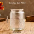 700ml glass storage jar with snowflake relief patterns and bamboo lid for kitchen decor - Snowflake Style / 700ml