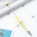 DIY beadable ballpoint pen in gradient light yellow with silver metal accents - Macaron Pale Yellow Gradient