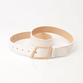 Elegante cintura in pelle bianca da donna con fibbia metallica dorata geometrica - Bianco