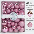 Set di 42 palline di Natale rosa chiaro con finiture lucide e glitterate in confezione regalo - 42 pezzi Rosa