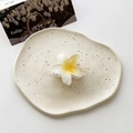Frangipani hair claw clip with white translucent petals and yellow gradient center - Small / White