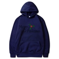 Merry Christmas print navy blue hoodie with drawstring hood and front pocket - S / Navy Blue