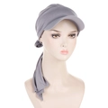 Elegant grey turban hat with visor and pleated bow detail for women's fashion - Gray