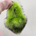 Kids heart-shaped crossbody bag in fluffy neon green faux fur with black ombre tips - Small / Fluorescent Green