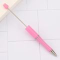 DIY beaded ballpoint pen in bright pink with UV plated gradient and silver metal accents - Macaron Pink