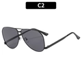 Lunettes de soleil aviateur classiques avec monture en métal noir et verres gris foncé - Monture Noire Verres Gris