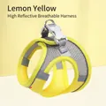 Reflective lemon yellow mesh pet harness with breathable fabric and safety design - XS / Yellow Harness (No Leash)