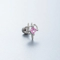 Orecchino piercing a stella in argento con zircone rosa quadrato e chiusura a vite - Stile Stella a Croce in Zirconia Quadrata Rosa (A96-1#)